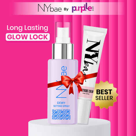 Buy NY Bae Long Lasting Glow Lock | Pink Strobe Cream | Dewy Setting Spray | Glowing Korean Skin | Haluronic Acid Infused | NY Bae Makeup Kit | Glow Combo- Combo of 2 - Purplle
