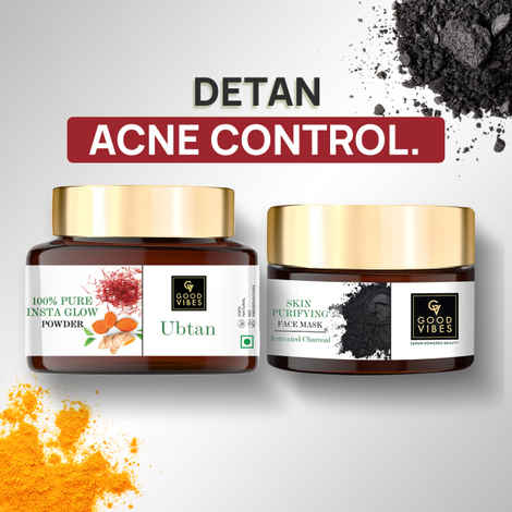 Buy Good Vibes Ubtan Insta Glow Powder + Activated Charcoal Deep Cleansing Face Mask | Detan, Acne control Combo of 2 - Purplle