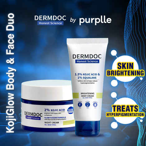 Buy DERMDOC by Purplle KojiGlow Body & Face Duo | 1.5% Kojic Acid & 1% Squalene Body Cream | 2% Kojic Acid Glow Fusion Formula Night Cream | Brightening | Pigmentation - Purplle