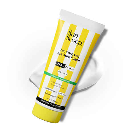 Buy Sunscoop Oil-Control Gel Sunscreen | SPF 50+, PA++++ | Mineral Oil & Petroleum Free | Controls Excess Oil | Unclogs Pores | Anti-ageing | Lightweight | 45 gm - Purplle