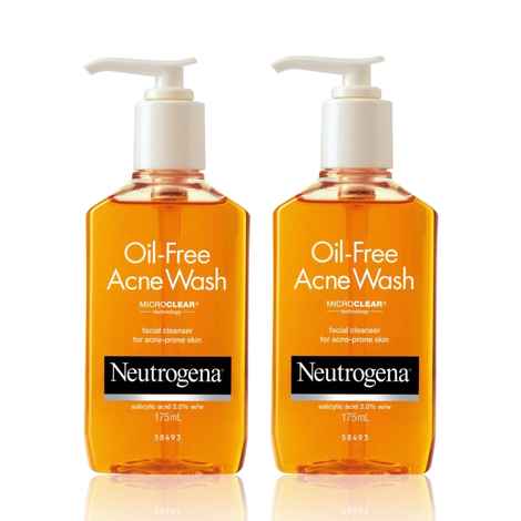 Neutrogena Oil Free Acne Wash Facial Cleanser Pack of 2 (175 ml X 2)