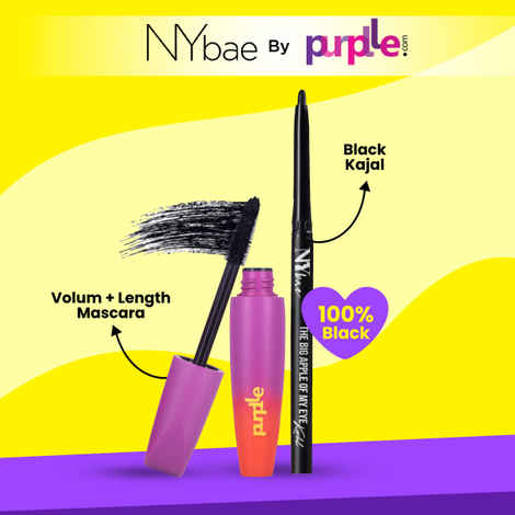 Buy NY Bae x Purplle Kajal & Mascara Combo | NY Bae The Big Apple Of My Eyes Kohl Kajal (0.30) g | Purplle VIVIFY Max Volume + Length Mascara (9.5 gm) - Purplle