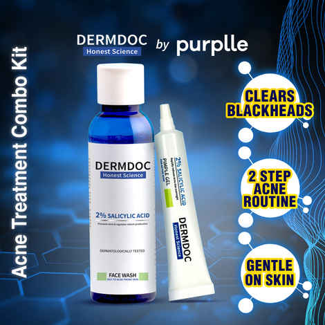 Buy DERMDOC Acne treatment Combo | 2% Salicylic Acid Face Wash (120 ml) | 2% Salicylic Acid Pimple Gel (10gm) - Purplle