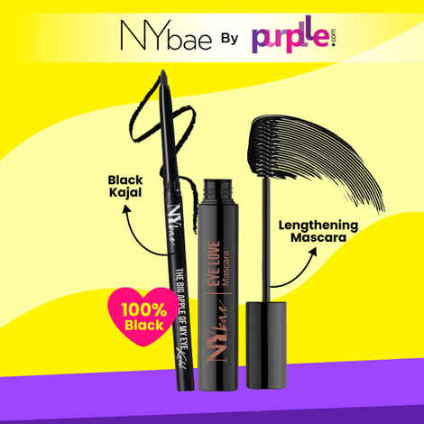 Buy NY Bae The Big Apple Of My Eyes Kohl Kajal Black (0.30gm) & Eye Love Lengthening Mascara Intense Black (8 ml) - Purplle