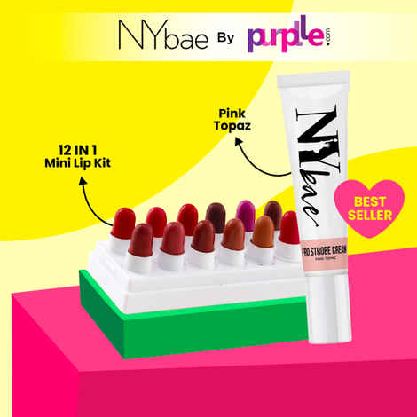 Buy NY Bae Face & Lip Makeup Combo | PRO Strobe Cream Pink Topaz 12g | 12 in 1 Mini Lip Kit - Everyday Empress - Combo of 2 - Purplle