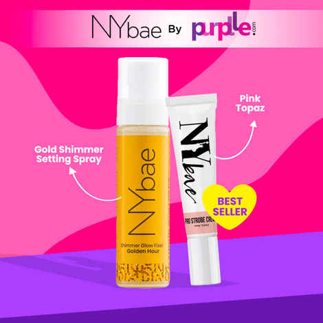Buy NY Bae Face Makeup combo | PRO Strobe Cream - Pink Topaz 12g | Shimmer Glow Fixer Golden Hour (110 ml) - Purplle