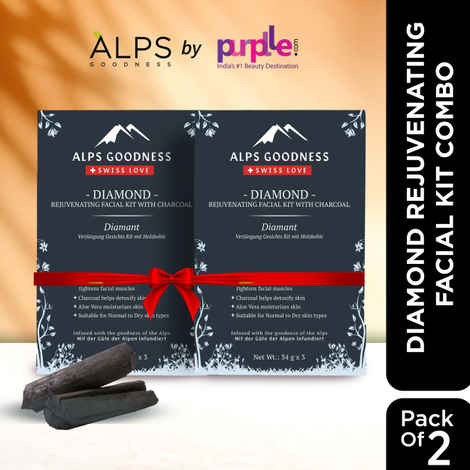 Buy Alps Goodness Diamond Rejuvenating Facial Kit Combo (34 gm X 2) with Charcoal | Detoxifying | Deep Cleansing | At Home Facial Pack of 2 - Purplle
