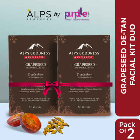 Buy Alps Goodness Grapeseed De-Tan Facial Kit Duo (34gm X 2) | Brightening & Cleansing | At Home Facial Pack of 2 - Purplle