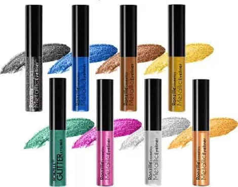 Buy Ronzille Combo of 8 shimmer Metallic Glitter Eyeliner ( Silver, Blue, Gold, Green, Rosegold, Pink, Black, Brown) - Purplle