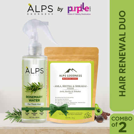 Buy Alps Goodness Hair Renewal Duo with Rosemary Water Spray (200 ml) & Amla Reetha Shikakai Powder (50 gm) | Hair Growth Experts | Long Thick Hair | Viral Rosemary Rinse | Hair mask Combo of 5 - Purplle
