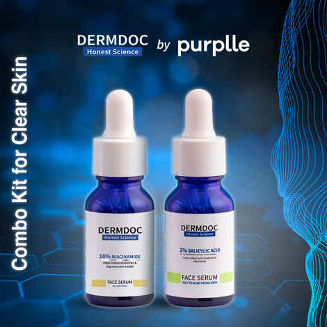 Buy DERMDOC Combo Kit for Clear Skin | 2% Salicylic Acid Face Serum (30 ml) | 10% Niacinamide Face Serum (30 ml) | oily skin | acne prone skin | Skin Brightening Combo of 2 - Purplle