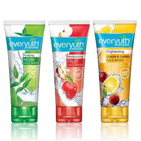 Buy EverYuth Triple Action Clear Skin Set (Fruit Face Wash 150g + Neem Face Wash 150g + Lemon & Cherry Face Wash 150 gm) - Purplle