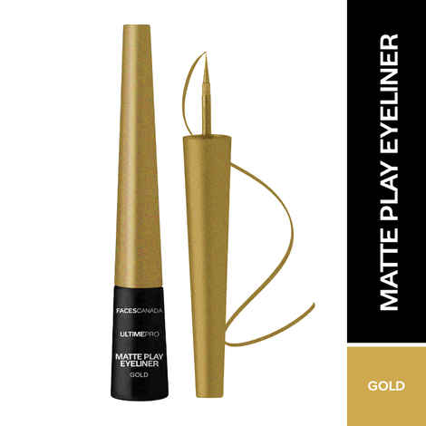 Buy FACES CANADA Ultime Pro Matte Play Eyeliner - Gold, 2.5 ml | Quick Dry | Shimmer Finish | 24 Hr Long Lasting Formula | Precise Felt Tip | Highly Pigmented | Waterproof, Smudgeproof & Sweatproof - Purplle