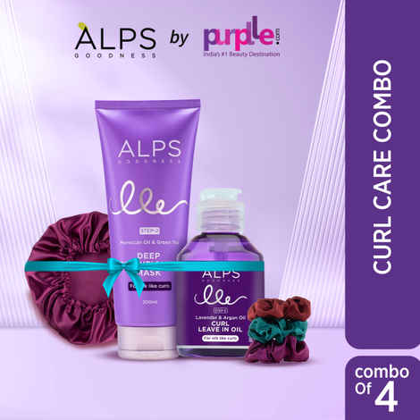 Buy Alps Goodness Curl Care Combo with Deep Conditioning Curl Mask (200 ml), Curl Leave In Oil (60 ml), Satin Bonnet Cap (1 piece) & Super Soft Satin Scrunchies (Pack of 3) - Purplle