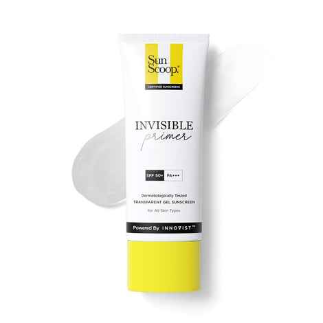 Buy SunScoop Invisible Primer Sunscreen Gel SPF 50 PA+++ | SPF 50 Gel Sunscreen for Dry & Oily Skin | Transparent Primer-Like Finish | Rice Extract & Vitamin E to Minimise Pores | Broad Spectrum, Non Comedogenic & No White Cast | For Women & Men | 45 gm - Purplle