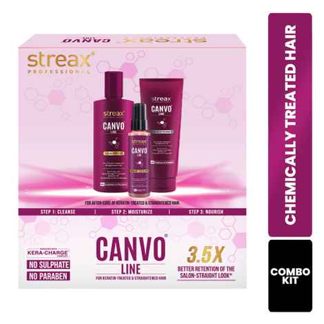 Streax Professional Canvoline Hair Care Kit for After-care of Keratin Treated & Straightened Hair Combo of 3