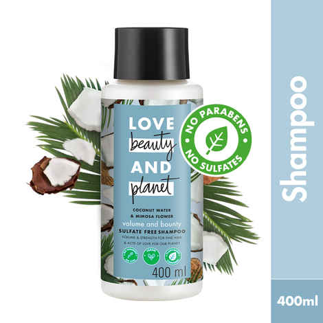 Buy Love Beauty Planet Coconut Water and Mimosa Flower Sulfate Free Volume and Bounty Shampoo, 400 ml - Purplle