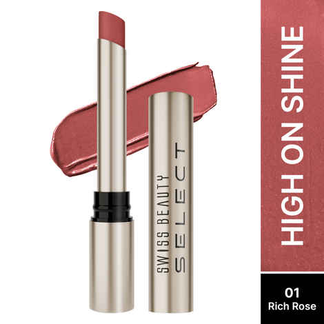Buy Swiss Beauty Select High On Shine Creamy Lipstick | With Mirror-shine finish | Enriched with Vitamin E |1 Rich Rose 1 gm - Purplle