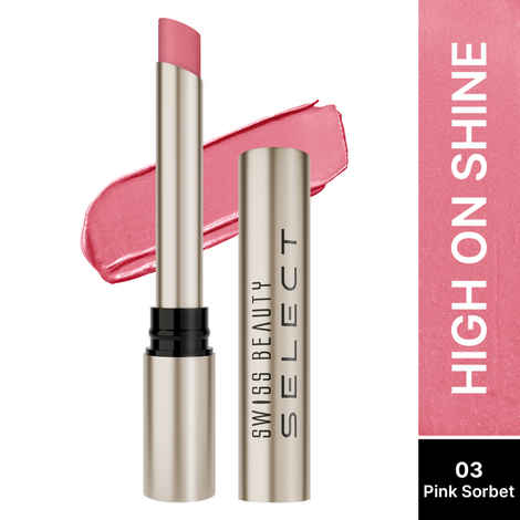 Buy Swiss Beauty Select High On Shine Creamy Lipstick | With Mirror-shine finish | Enriched with Vitamin E |3 Pink Sorbet 1 gm - Purplle