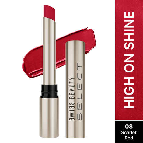 Buy Swiss Beauty Select High On Shine Creamy Lipstick | With Mirror-shine finish | Enriched with Vitamin E |8 Scarlet Red 1 gm - Purplle