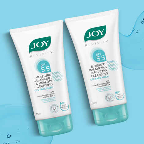 Joy pH 5.5 Ceramide Gel Face Wash for Sensitive Skin - Barrier Repair & Hydrating Cleanser (150 ml x 2) | Moisture Balancing Face Wash Enriched with Vitamin B5 and Vitamin E