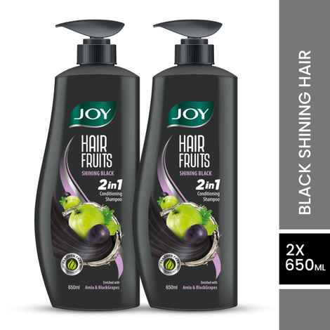 Buy Joy Hair Fruits Shining Black Conditioning Shampoo Enriched with Amla & Black Grapes (Pack of 2 X 650ml) - Purplle