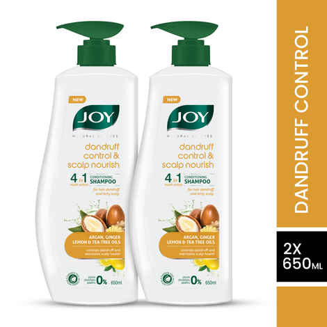 Buy Joy Natural Actives Dandruff Control and Scalp Nourish 4 in 1 Multi Action Conditioning Shampoo (Pack of 2 X 650ml) - Purplle