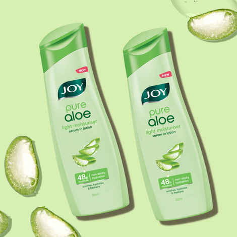 Buy Joy Pure Aloe Light Moisturising Body Lotion (300 ml x 2) | 48 Hour Moisture | Soothes, Hydrates & Freshens | Ideal for Summers | For All Skin Types | Lightweight, Non Sticky & Non Greasy - Purplle