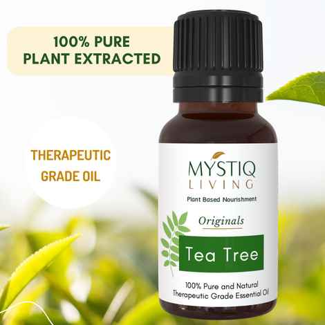 Buy Mystiq Living Tea Tree Essential Oil (15 ML) For Skin & Hair, Pure Australian Tea Tree Oil For Hair, Scalp, Face Care, Acne & Pimples, 100% Pure, Natural & Undiluted Essential Oil - Purplle