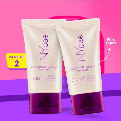 NY Bae PRO Strobe Cream - Pink Topaz - Value Pack (30g X 2) (Pack of 2) | Primer + Highlighter + Moisturiser | Dewy Makeup | Glowing Korean Skin