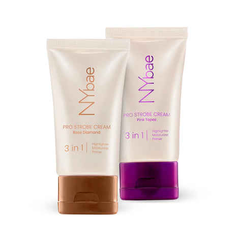 NY Bae PRO Strobe Cream - Value Pack - Rose Diamond (30g) + Pink Topaz (30g) | Primer + Highlighter + Moisturiser | Dewy Makeup | Glowing Korean Skin Combo of 2