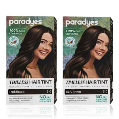 Buy Paradyes Dark Brown Timeless Permanent Creme Hair Colour for Complete Grey Coverage, 3.0 Dark Brown (Pack of 2) - Purplle