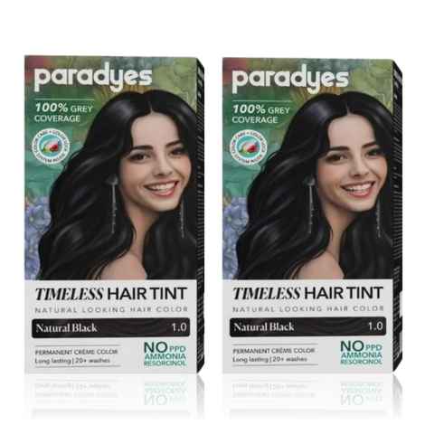 Buy Paradyes Natural Black Timeless Permanent Creme Hair Colour for Grey Coverage, 1.0 Natural Black (Pack of 2) - Purplle