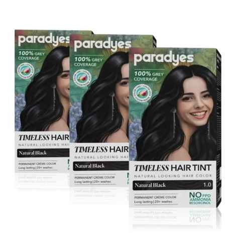 Buy Paradyes Natural Black Timeless Permanent Creme Hair Colour for Grey Coverage, 1.0 Natural Black (Pack of 3) - Purplle