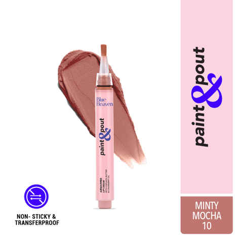 Blue Heaven Paint & Pout Airwhipped Lip Cream, Light weight, Soft Matte Lipsticks for Women - Minty Mocha 10, 2 ml