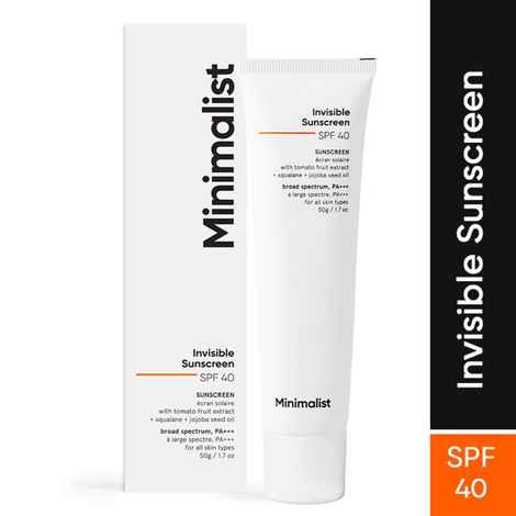 Buy Minimalist Invisible sunscreen with tomato fruit extract, squalane and jojoba seed oil, PA+++ 50 gm - Purplle