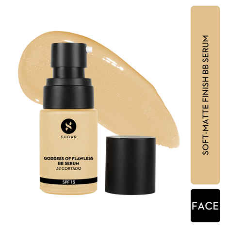 SUGAR Cosmetics Goddess Of Flawless BB Serum | Matte Finish| SPF15 & Enriched with Hyaluronic acid & Vitamin E - 32 Cortado (Medium, Golden Undertone)