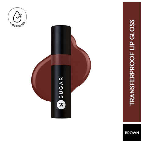 SUGAR Cosmetics Partner In Shine Transferproof Glossy Lipstick with Peptide & Ceramides | Smudgeproof | Lasts upto 12hrs | 3 ml - 15 Burnt Brunello