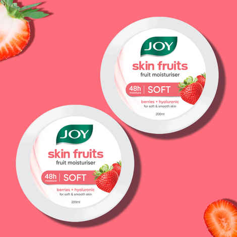 Buy Joy Super Soft Cold Skin Cream for 24 Hr Moisturization - Berries (200 ml x 2) - Lightweight & Oil Free Moisturizer For Instant Hydration | Non Sticky & Non Greasy Cream for Hands, Face & Body - Purplle