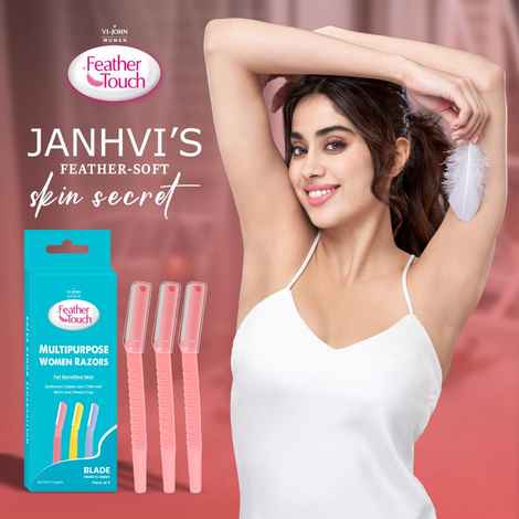 Buy VI-JOHN Feather Touch Multipurpose Women Razors For Eyebrows, Upper Lip, Chin Hair, Bikini Line & Peach Fuzz All Skin 3 PCS - Purplle