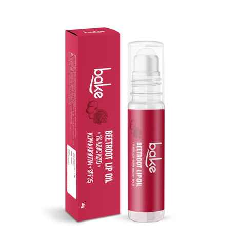Buy BAKE 1% Kojic Acid Beetroot Tinted Lip Balm Oil for Dark & Pigmented Lips with SPF 25 & Alpha Arbutin 15 gm - Purplle