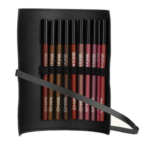 MARS Edge of Desire Matte Lip Liner with Holder Set of 10 | One Swipe Smooth Application | Long Lasting & Travel Friendly Lip Pencil | Multicolor (Set-B) (1.4 gm x 10)