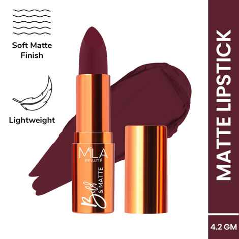 Buy MILA BEAUTE Bold & Matte Lipstick Soft Matte Finish - 10 Cherry Bomb (4.2 gm) - Purplle