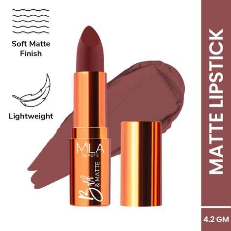 Buy MILA BEAUTE Bold & Matte Lipstick Soft Matte Finish - 22 Wood Spice (4.2 gm) - Purplle