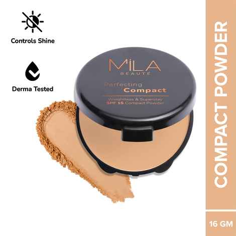 Buy MILA BEAUTE Superstay Perfecting Compact Powder SPF15 Lightweight Natural Matte Finish - 302 Sand (16 gm) - Purplle