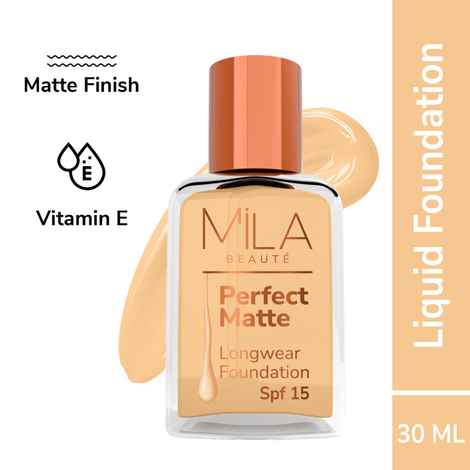 Buy MILA BEAUTE Perfect Matte Longwear Foundation SPF15 Smooth Matte Finish - Blush (30 ml) - Purplle