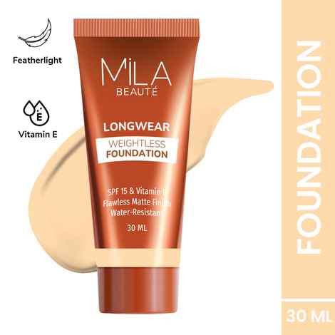 Buy MILA BEAUTE Longwear Weightless Foundation Matte Finish SPF15 - 201 Natural (30 ml) - Purplle