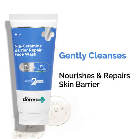 The Derma co. Nia-Ceramide Barrier Repair Face Wash | With 2% Niacinamide and 1% Ceramide | Gently Cleanses Skin & Nourishes Skin Barrier | All skin types, 80 gm