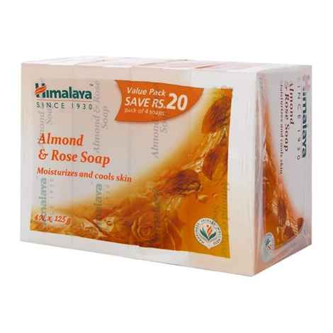 Buy Himalaya Almond & Rose Soap (125 gm x4 N) - Super Save Rs.35 OFF (On Pack) - Purplle