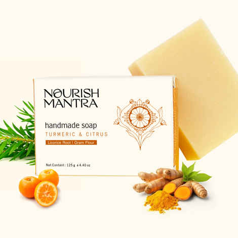 Nourish Mantra Turmeric & Citrus Handmade Bathing Soap for Tan Removal & Improved Skin Tone - 125 gm